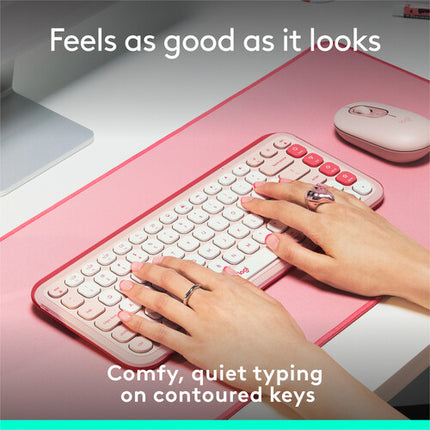 Logitech POP ICON KEYS Teclado inalámbrico Bluetooth Logi Bolt Compacto Rosa Blanco