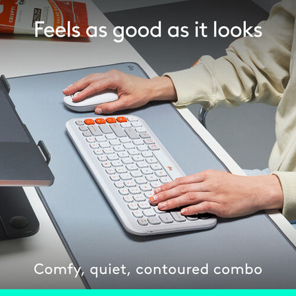 Logitech POP ICON Teclado y Ratón Inalámbricos Bluetooth Compacto Off-White y Naranja