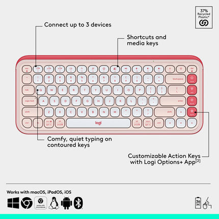 Logitech POP ICON Combo Teclado y Ratón Inalámbrico Bluetooth 3 Dispositivos