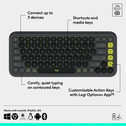 Logitech POP ICON KEYS Teclado inalámbrico Bluetooth compacto con receptor Logi Bolt