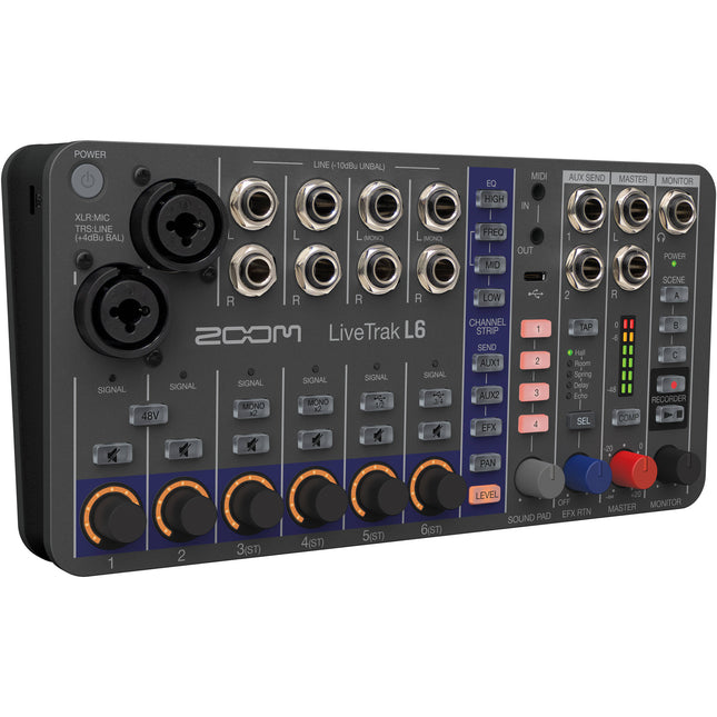 Zoom LiveTrak L-6 Mezclador Digital portátil 6 Canales Multitrack USB