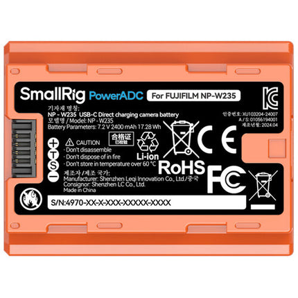 SmallRig Batería NP-W235 USB-C 2400mAh para cámaras Fujifilm