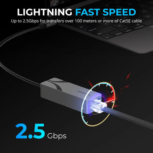 Sabrent Adaptador USB-C a Ethernet 2.5 Gigabit Puerto RJ45 LED