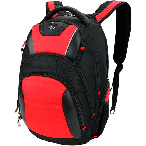 Mochila Antibacterial Swissdigital Circuit Negra Roja Puerto USB Protección RFID