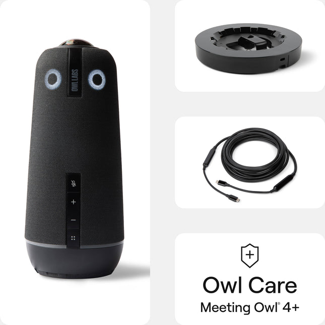 Owl Labs Meeting Owl 4+ Cámara para conferencias 4K 360° Cable USB-C 16' soporte y plan 3 años