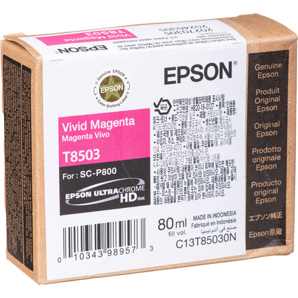 Cartucho de Tinta Epson T85030N UltraChrome HD Vivid Magenta 80 ml para Impresora SureColor P800
