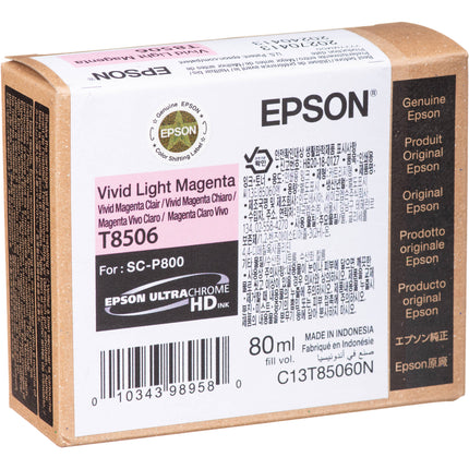 Epson T85060N UltraChrome HD Tinta Vivid Light Magenta 80 ml para impresora SureColor P800