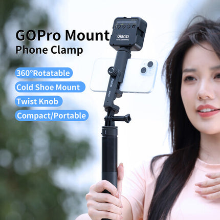 Ulanzi GoPro Mount Abrazadera para Teléfono 2.2 a 3.7 Pulgadas 360° Giro