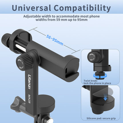 Ulanzi GoPro Mount Abrazadera para Teléfono 2.2 a 3.7 Pulgadas 360° Giro