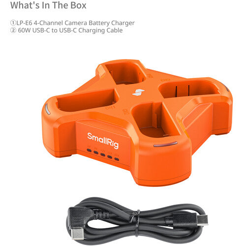 SmallRig LP-E6NH Cargador de Batería para Cámara 4 Canales 60W USB-C
