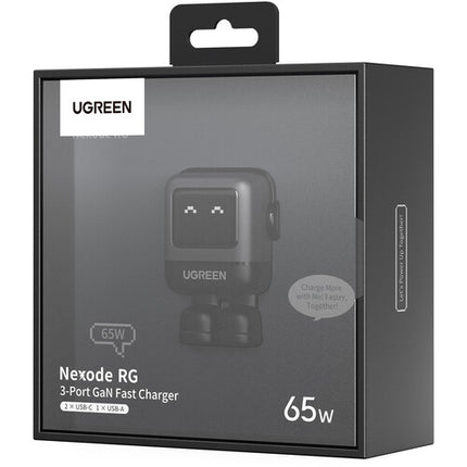 UGREEN Uno Cargador USB 65W 3 Puertos Gris Espacial con Pantalla LED