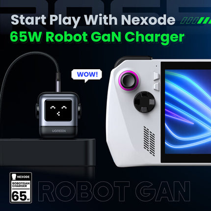 UGREEN Uno Cargador USB 65W 3 Puertos Gris Espacial con Pantalla LED