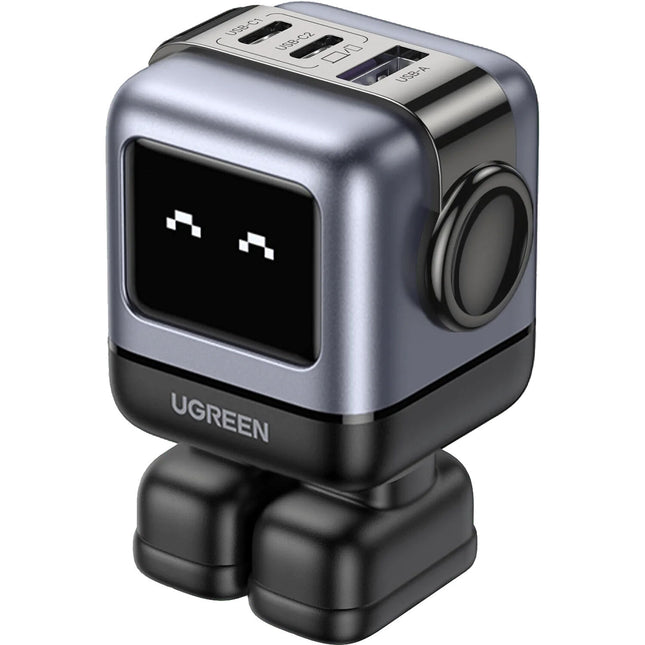 UGREEN Uno Cargador USB 65W 3 Puertos Gris Espacial con Pantalla LED