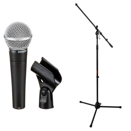 Shure SM58-CN Micrófono vocal dinámico con patrón cardioide y soporte telescópico