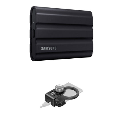 Samsung 1TB T7 Shield SSD portátil 1050 MBs con soporte MagSafe y Cold Shoe negro
