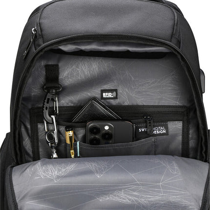 Swissdigital TERABYTE NG Mochila Negra 32L Bolsillo RFID Compartimentos Multiples
