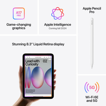 Apple 8.3" iPad mini 7ª Gen 256GB Wi-Fi 5G LTE Gris Espacial