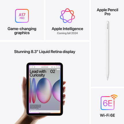 Apple iPad mini 7ª Gen 8.3" 256GB Wi-Fi 6E Starlight bundle 20W USB-C