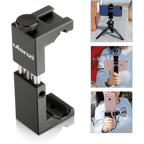 Ulanzi ST-02S Soporte para Trípode de Teléfono Metal 2.6 a 3.7" con Montaje Rápido