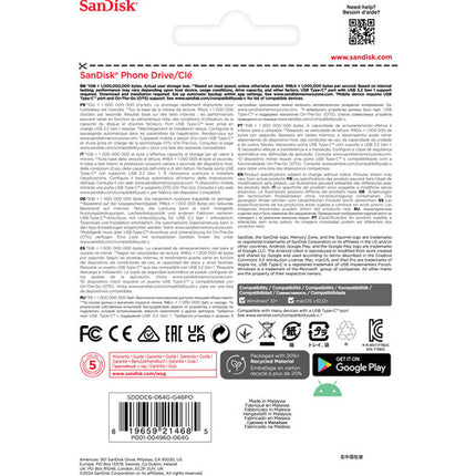 SanDisk 64GB Phone Drive Unidad Flash USB 3.2 Gen 1 100 MB/s Rosa