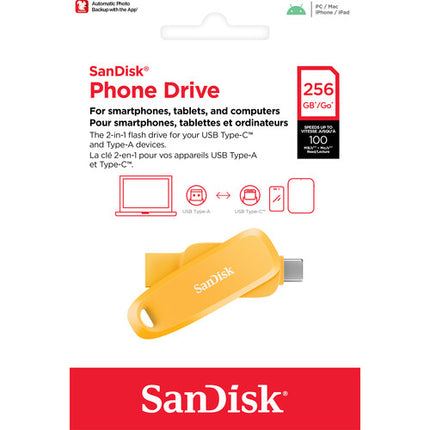SanDisk 256GB Phone Drive USB 3.2 Gen 1 Unidad Flash 100 MB/s USB-C USB-A