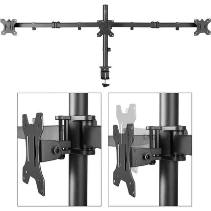 Helder Soporte de Mesa Triple para Monitores de 13 a 27" Capacidad 15.4 lb Altura Ajustable 17"