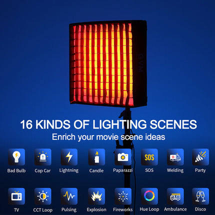 GVM B100C Panel LED RGB Plegable 17.7x17.7" 3830 Lux 2000-10000K Kit Completo