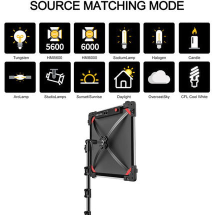 GVM B100C Panel LED RGB Plegable 17.7x17.7" 3830 Lux 2000-10000K Kit Completo