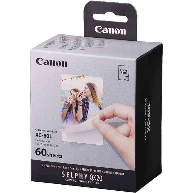 Canon XC-60L Set de Tinta y Papel para SELPHY QX20 60 Hojas Rápido Secado