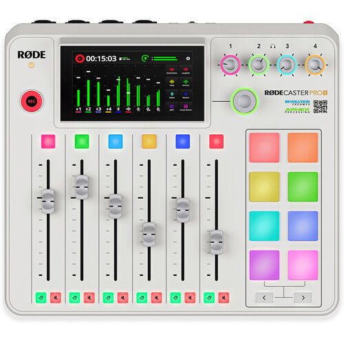 RODE RODECaster Pro II Estudio de Producción de Audio Blanco 4 Preamplificadores 6 Faders