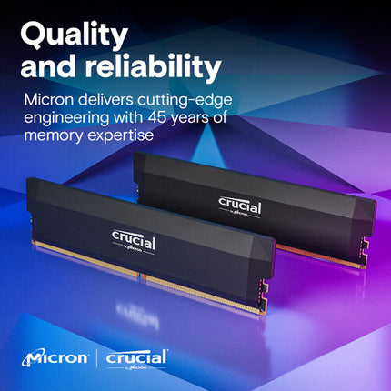 Crucial 32GB DDR5 6400 MT/s Memoria UDIMM 2x16GB Negra
