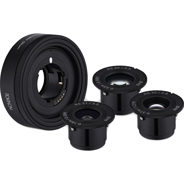Rokinon Remaster Slim Kit de 3 lentes gran angular 21mm f3.5 32mm f2.8 para Sony E