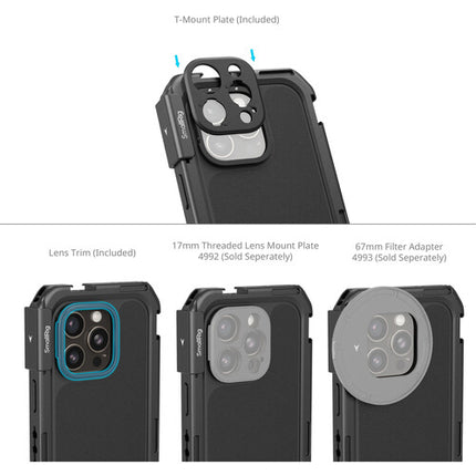 SmallRig Mobile Video Cage Edición Flagship para iPhone 16 Pro Max marco de aluminio duradero montaje rápido T-mount