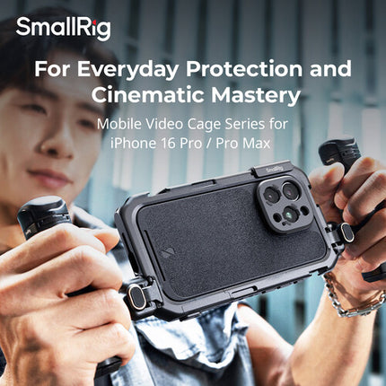 SmallRig Mobile Video Cage Edición Flagship para iPhone 16 Pro Max marco de aluminio duradero montaje rápido T-mount