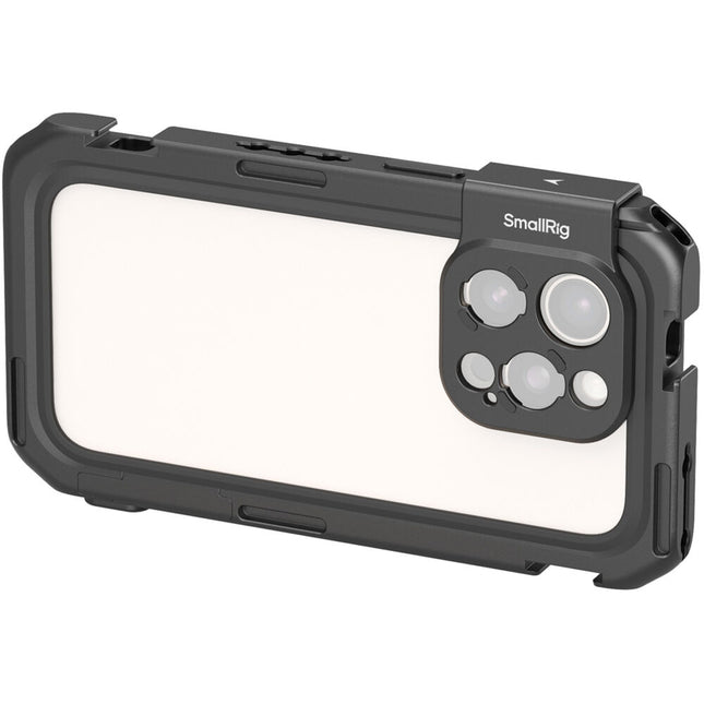 SmallRig Mobile Video Cage Basic Edition para iPhone 16 Pro Marco de aluminio duradero y montura sin herramientas TPU