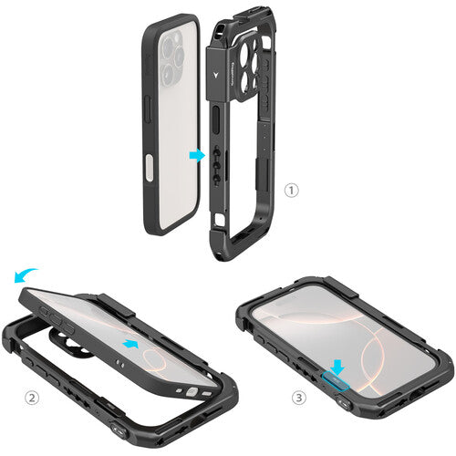 SmallRig Mobile Video Cage Basic Edition para iPhone 16 Pro Marco de aluminio duradero y montura sin herramientas TPU