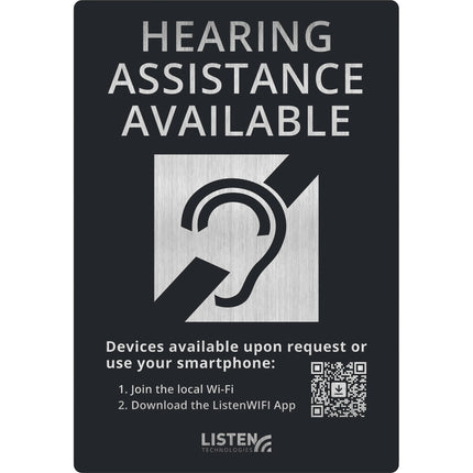 Listen Technologies LW-307 Señalización de asistencia auditiva Señal adhesiva para ventana con tira doble cara