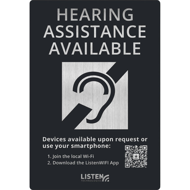 Listen Technologies LW-307 Señalización de asistencia auditiva Señal adhesiva para ventana con tira doble cara