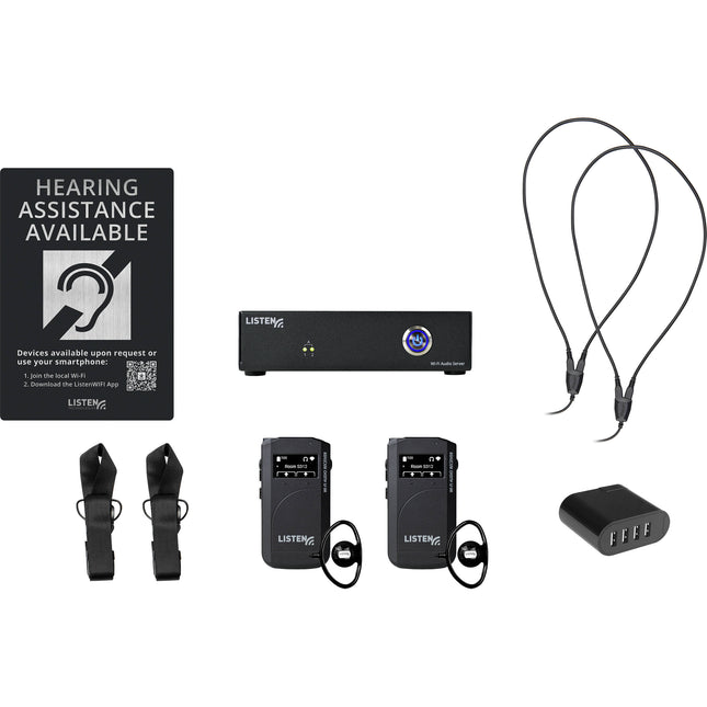 Listen Technologies LWS-02-A1 Sistema Wi-Fi 2 Canales con 2 Receptores y 2 Auriculares