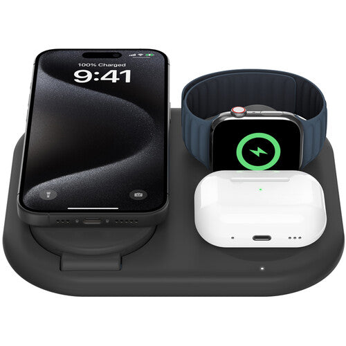 Belkin BoostCharge Cargador Inalámbrico Magnético 15W Plegable 3 en 1 Negro