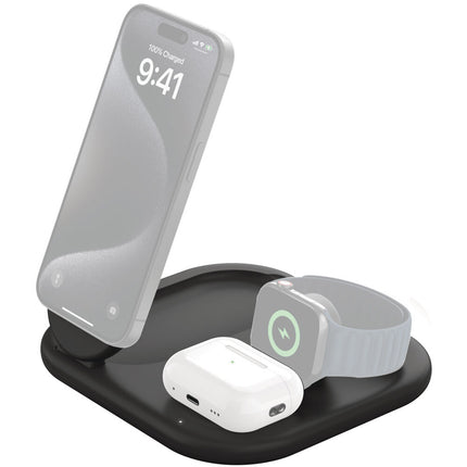 Belkin BoostCharge Cargador Inalámbrico Magnético 15W Plegable 3 en 1 Negro