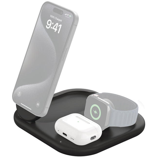 Belkin BoostCharge Cargador Inalámbrico Magnético 15W Plegable 3 en 1 Negro