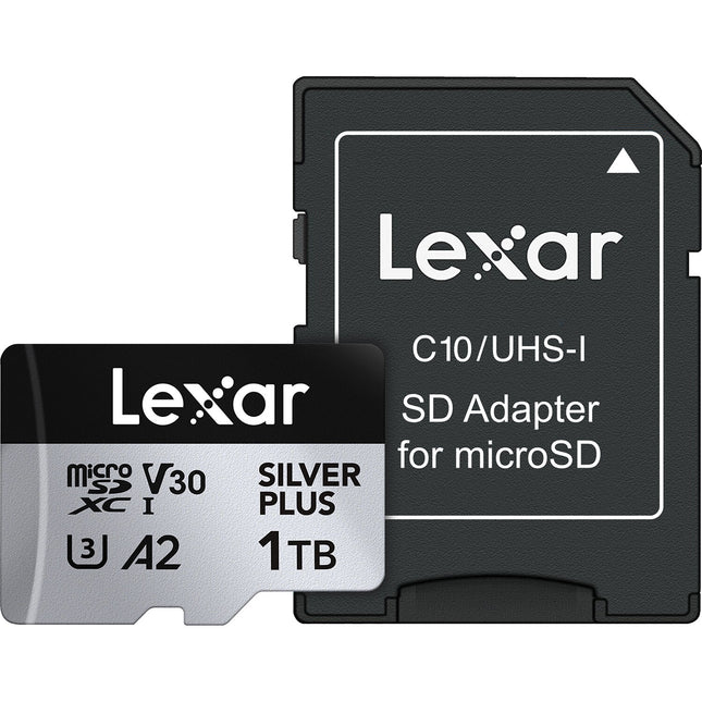 Lexar 1TB SILVER PLUS microSDXC UHS-I Tarjeta de Memoria con Adaptador SD 205MBs Lectura 150MBs Escritura