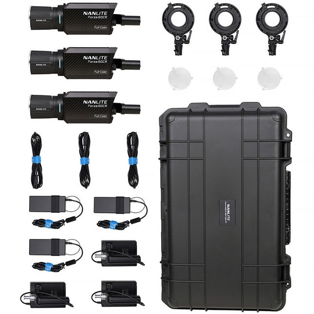 Nanlite Forza 60CR RGBLAC LED Foco CRMX Kit 3 Unidades 12180 Lux 1800-20000K
