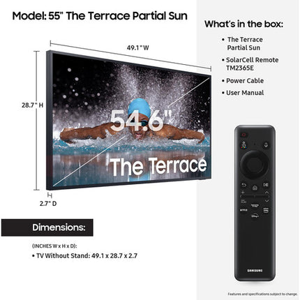 Samsung The Terrace TV exterior QLED 55" 4K UHD HDR IP56 agua polvo resistente