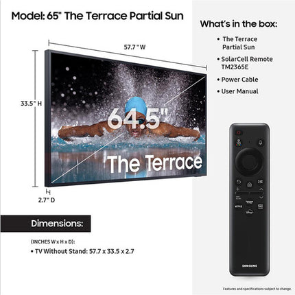 Samsung The Terrace TV QLED 65" 4K UHD HDR IP56 Resistente agua polvo