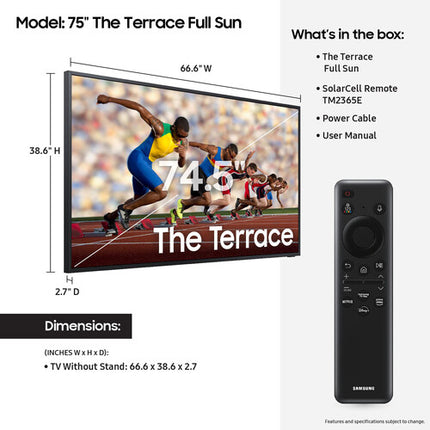 Samsung The Terrace 75 Pulgadas TV QLED 4K HDR UHD Resistente Agua IP56