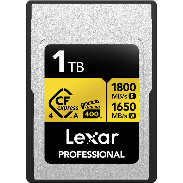 Lexar 1TB Professional GOLD CFexpress 4.0 Tipo A Tarjeta de Memoria 1800 MB/s Lectura 1650 MB/s Escritura