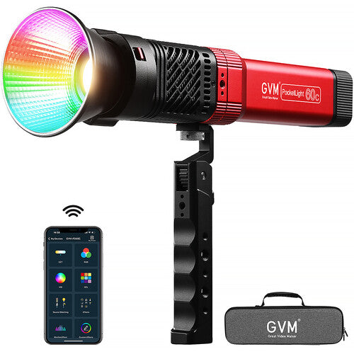 GVM PD60C RGB LED Monolight para Creadores 6280 Lux 2700-6800K con Reflector y Estuche