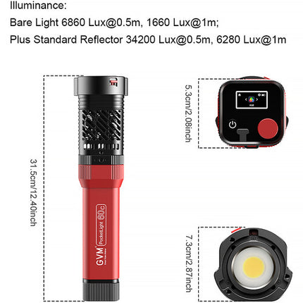 GVM PD60C RGB LED Monolight para Creadores 6280 Lux 2700-6800K con Reflector y Estuche